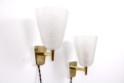 Set Wandlampen aus Glas, Italien 50er Jahre